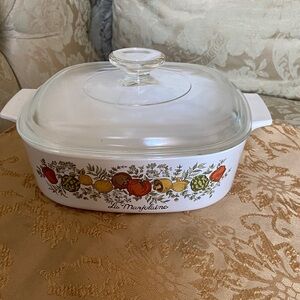 2 Quart CorningWare Floral White Casserole with Glass Lid